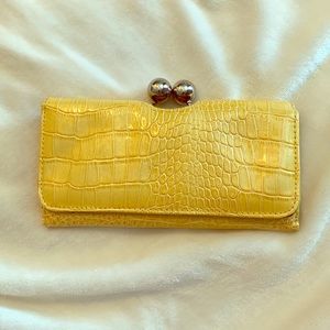 Yellow faux leather wallet